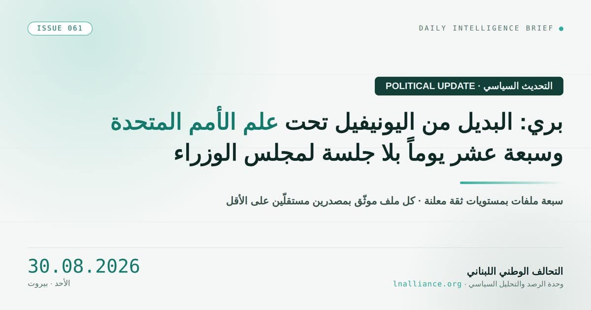 صورة العدد 061 من نشرة التحديث السياسي &mdash; التحالف الوطني اللبناني