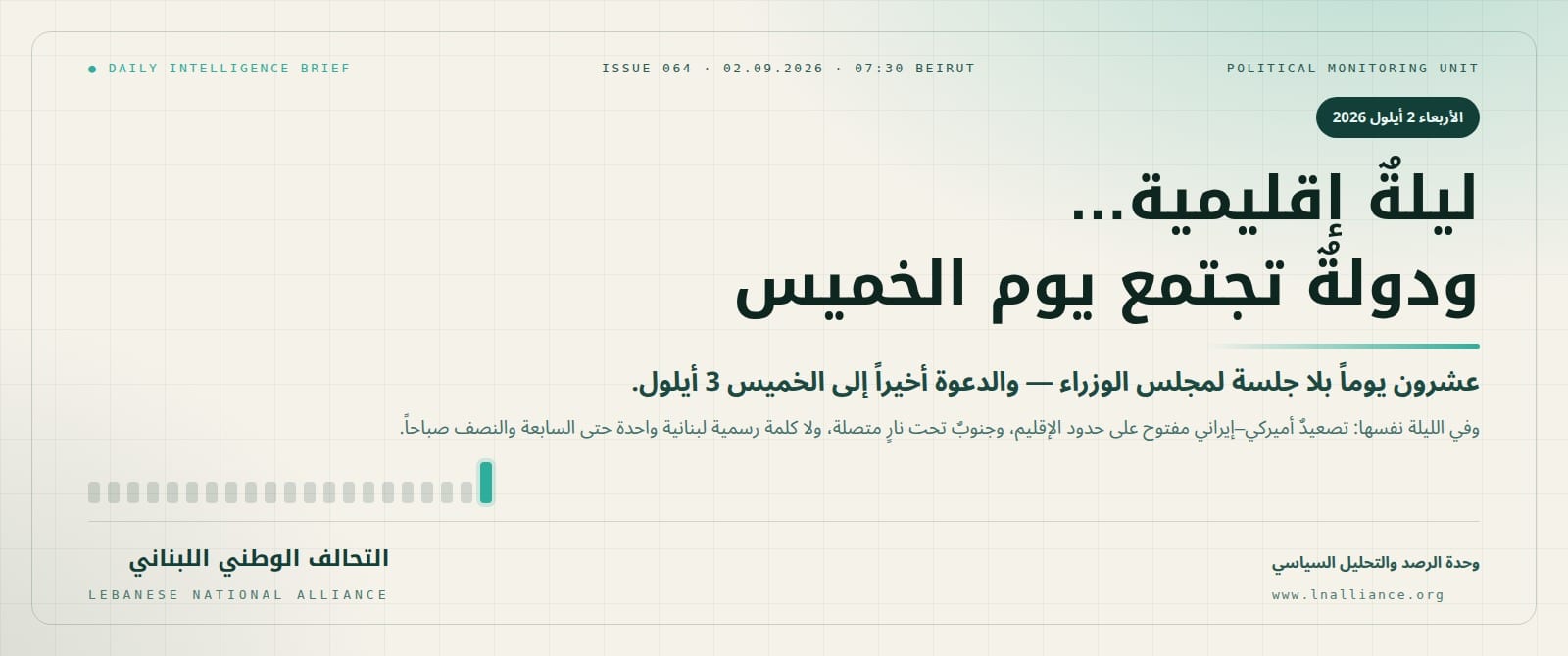 صورة العدد 064 من نشرة التحديث السياسي &mdash; التحالف الوطني اللبناني