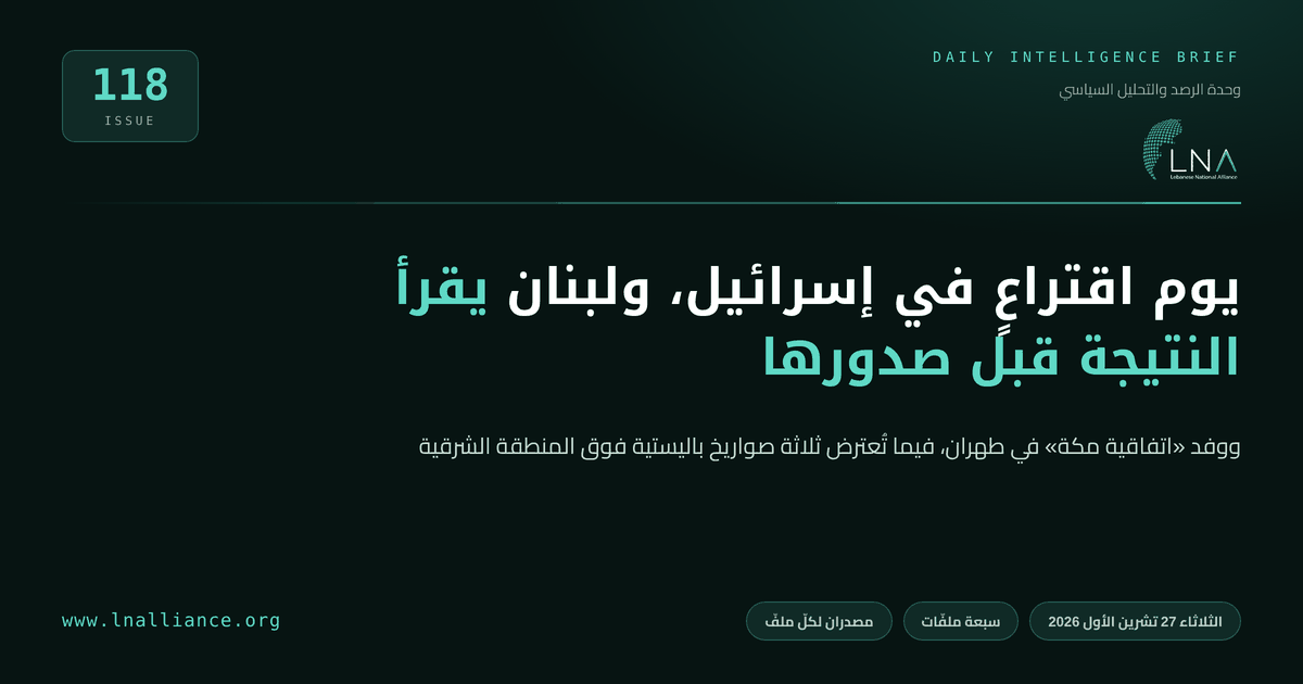 تحديث سياسي &mdash; العدد 118، 27 تشرين الأول 2026