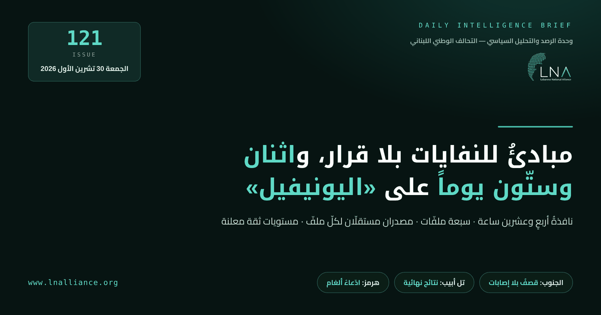 تحديث سياسي &mdash; العدد 121، 30 تشرين الأول 2026